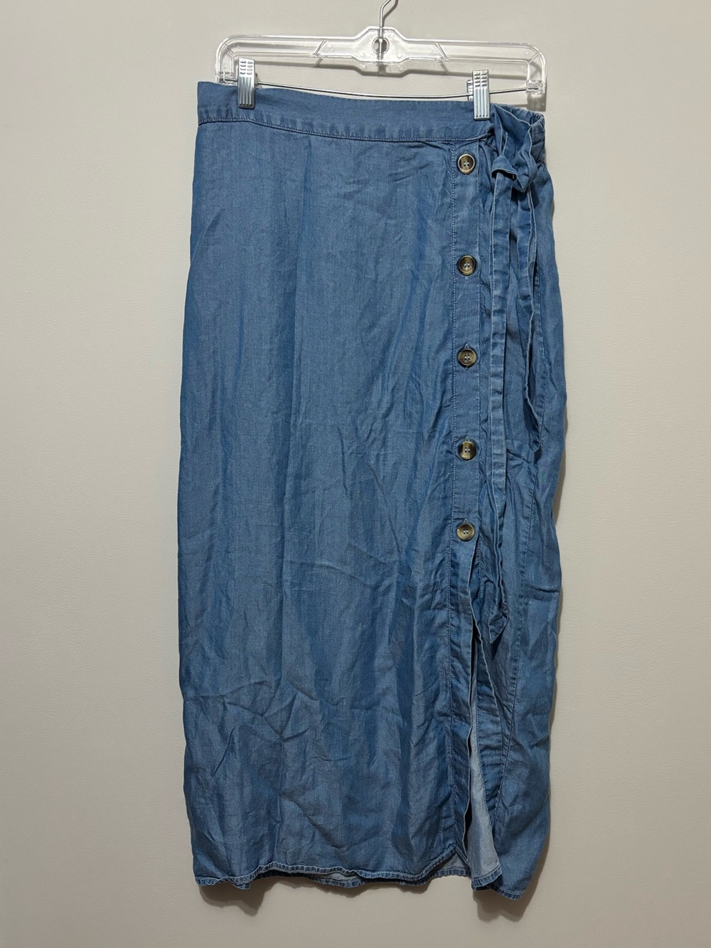 KUT from the Kloth Sz Md Denim Chambray Wrap Button Midi Skirt - Picture 2 of 5